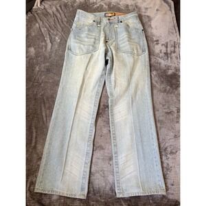Akademiks Vintage Y2K Light Wash Wide Leg Denim Jeans Mens 32x32 RN0100964